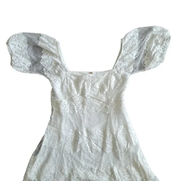 Free People Ivory Be Your Baby Lace Baby doll Dress Size Large - Picture 5 of 9